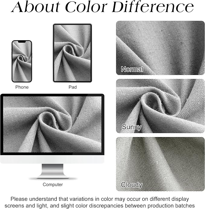 Naturoom Light Grey Linen Shower Curtain, Cloth Textured Fabric Shower Curtain Set with Hooks, Simple Elegant Modern Farmhouse Country Ultra Thick Bath Curtains for Bathroom,Water Repellent,72x84