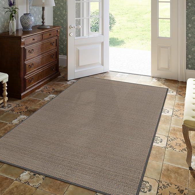 Lahome Noe Farmhouse Entry Rug, 3x5 Washable Rugs for Living Room Bedroom Aesthetic Indoor Door Mats for Entryway, Neutral Non Slip Stain Resistant Floor Carpet for Dorm Bathroom, Grey