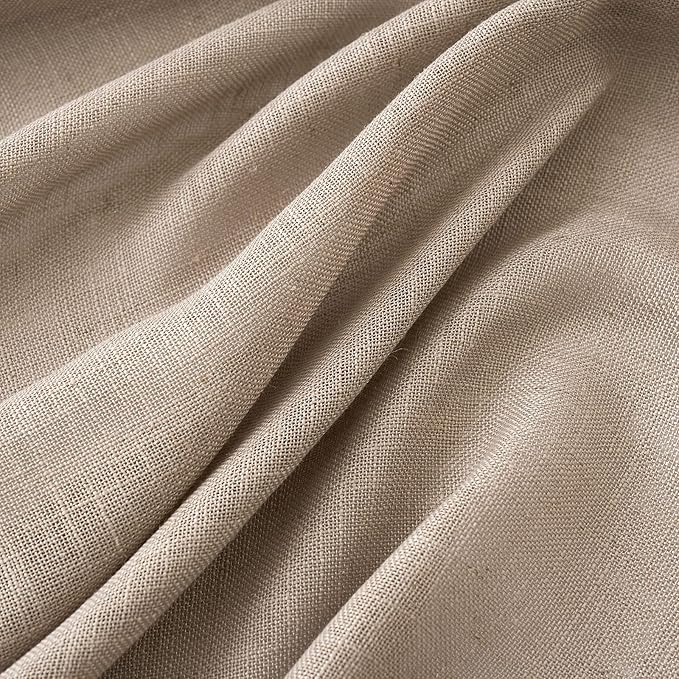MIULEE Taupe Linen Curtains 84 Inch Length for Bedroom Living Room, Soft Thick Linen Textured Window Drapes Semi Sheer Light Filtering Back Tab Rod Pocket Burlap Look Farmhouse Country Decor, 2 Panels