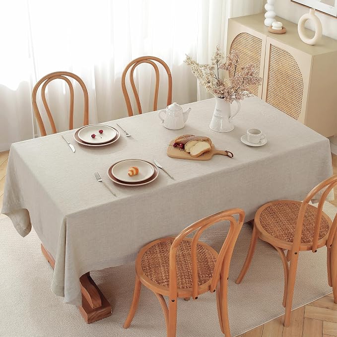 100% Pure French Linen Tablecloths 55x55inch Durable Stonewashed Square Table Clothes for Dining Kitchen and Parties (SQ-Natural Linen, Square - 55 x 55 Inch)