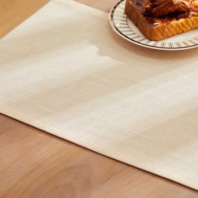 ZeeMart Rustic Cotton Linen Table Runner, 13x60 Inches Cream, Farmhouse Style Cream Table Runners 60 Inches Long, Washable Kitchen Dining Table Decoration for Home Party Decor
