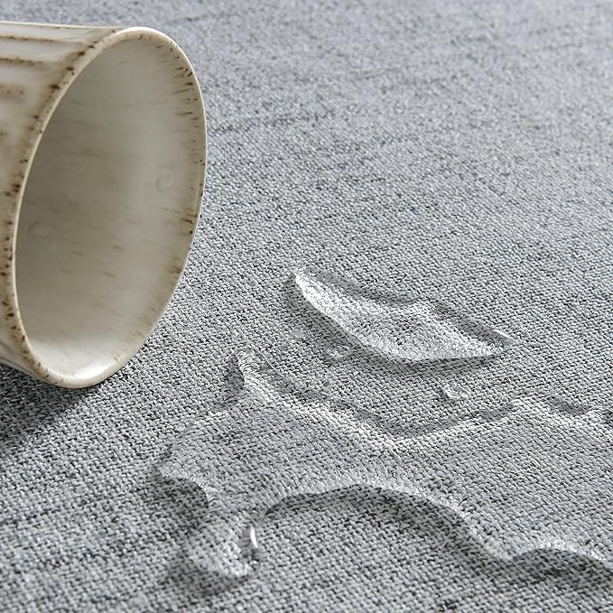 Linen Tablecloth for Rectangle Table 54x108 Inch Grey, Farmhouse Style Grey Tablecloth, Water Resistant Burlap Tablecloths for Dining Table Farmhouse Kitchen