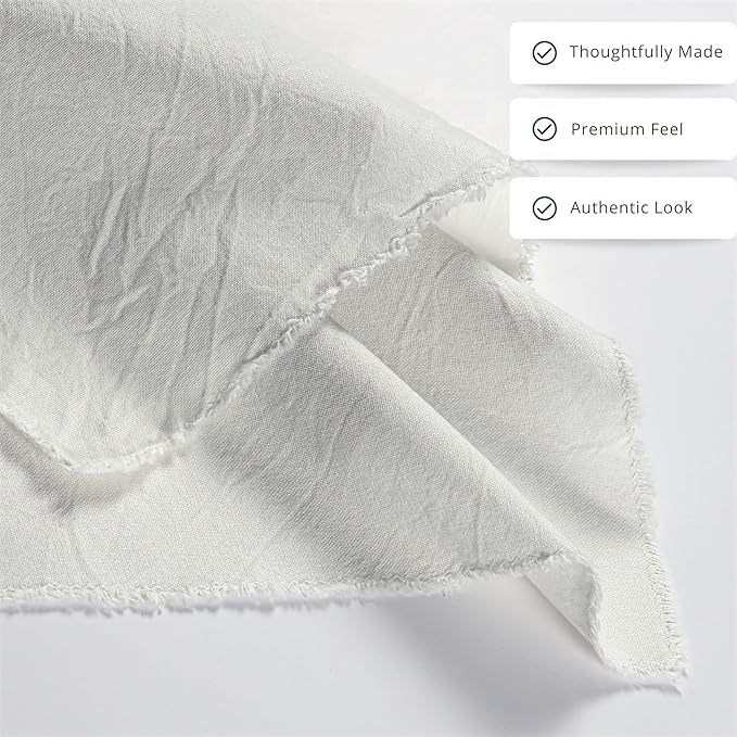 Palisa Premium Cotton Dinner Napkins Set of 4 | White Frayed Edge Rustic Farmhouse Table Linen | Soft Washable Long Lasting Durable Cloth Serviettes for Wedding Dining Decor 18x18 Inch