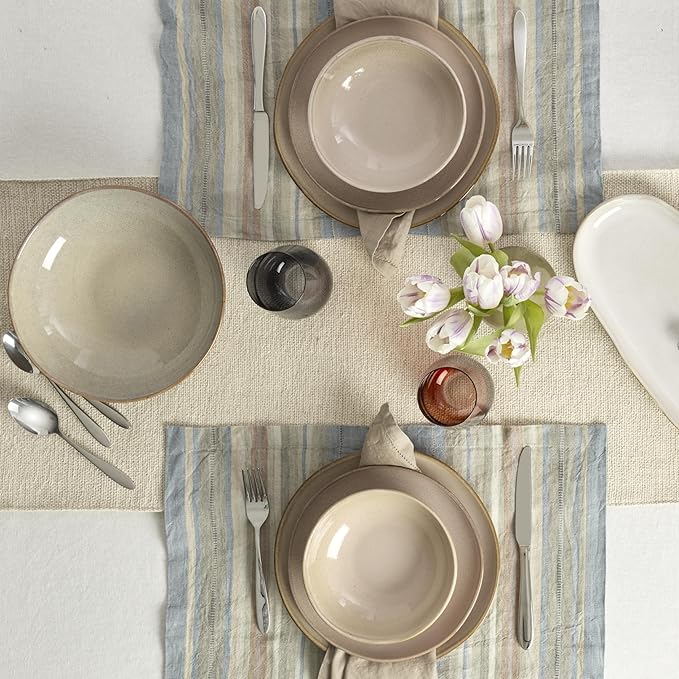 Oneida 897202 Organic Shades 12-Piece Dinnerware Set, Service For 4, Unique Color May Vary, Clay