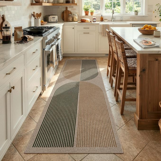Lahome Enfys Modern Rainbow Easy Jute Rug, 2x8 Hallway Runner Washable Rugs for Entryway Farmhouse Kitchen Rug, Non Slip Indoor Outdoor Carpet Contemporary Throw Door Mat for Bedroom Porch