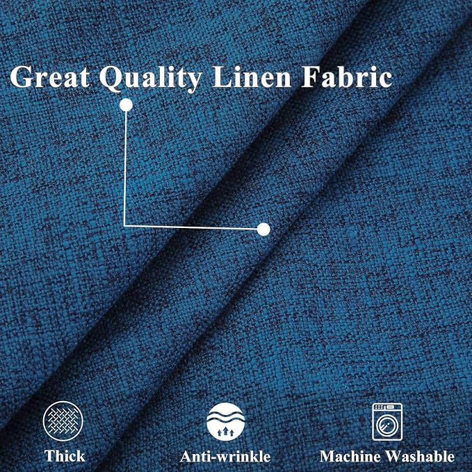 decorUhome Patriotic Summer Decorative Throw Pillow Covers 22x22 Set of 2 Square Faux Linen Outdoor Neutral Farmhouse Euro Sham Coastal Pillow Covers with Stitched Edge for Couch Sofa, Dark Blue