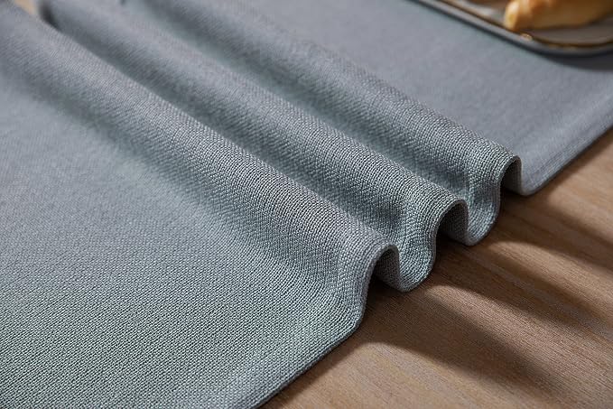 ZeeMart Burlap Style Farmhouse Table Runners 108 Inches Long, Dusty Blue Rustic Woven Dining Table Runner for Everyday Use, 14x108 Inches, Light Dusty Blue