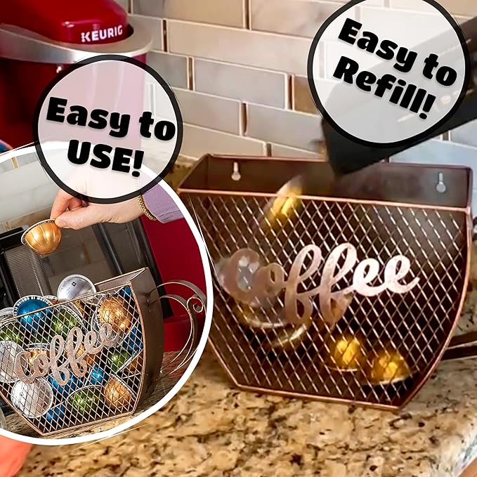 Made Easy Kit Coffee Pod Organizer Compatible with Nespresso Vertuo and Original - Countertop Sculpture Holder Basket Style for Café Bar, Corner Station Office Break Area (Mountable Mug Black)