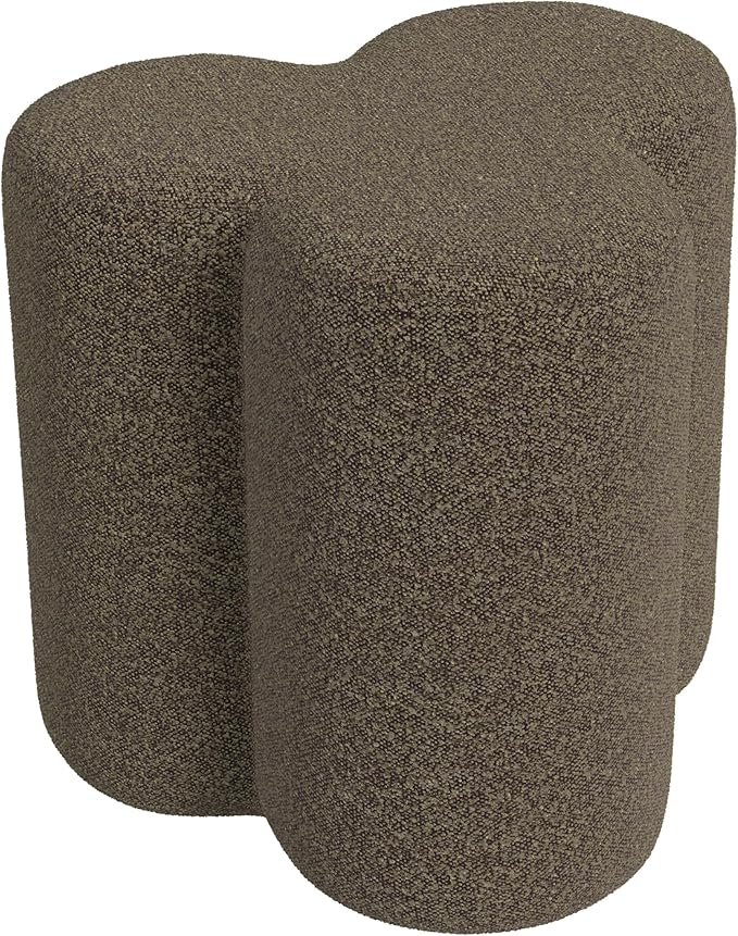 HomePop 18" Clover Ottoman - Dark Brown Boucle