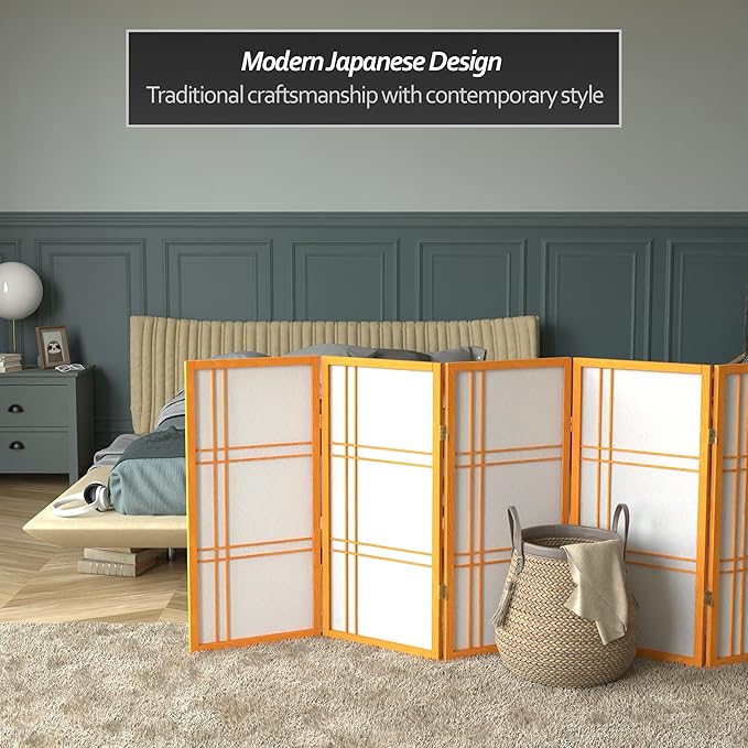 3 ft. Short Double Cross Shoji Screen - Honey - 6 Panels