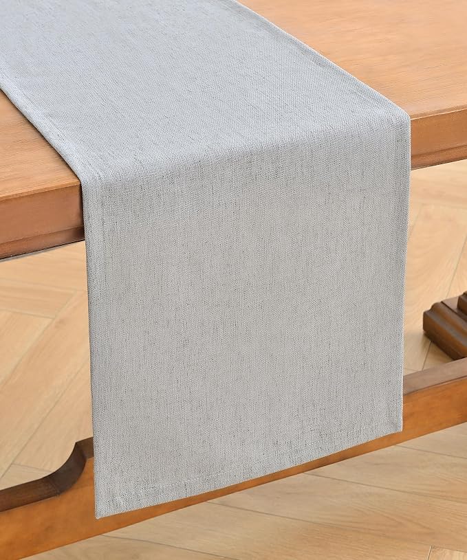 Wracra Linen Style Table Runner, Table Runners 60 Inches Long,Silver Grey,13x60