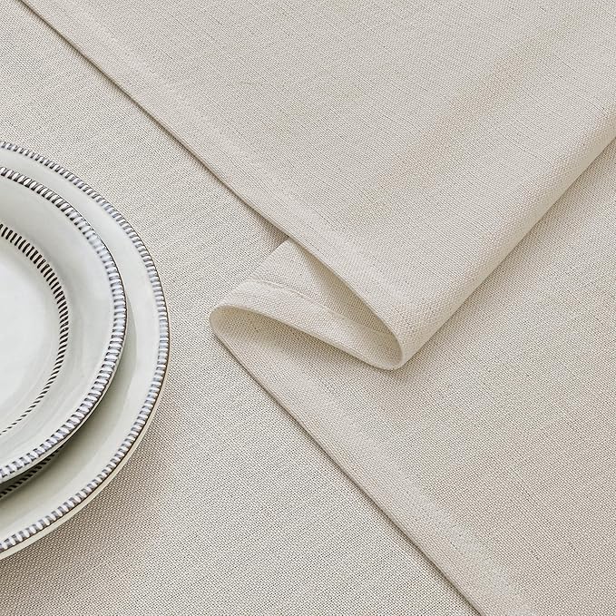 Beige Table Cloth for Rectangle 6 Foot Table 55 x 96 Inch Neutral Colored Linen Rectangular Tablecloth Heavy Duty Wrinkle Resistant Rustic Farmhouse Oblong Tablecloth for Formal Dining Holiday Wedding