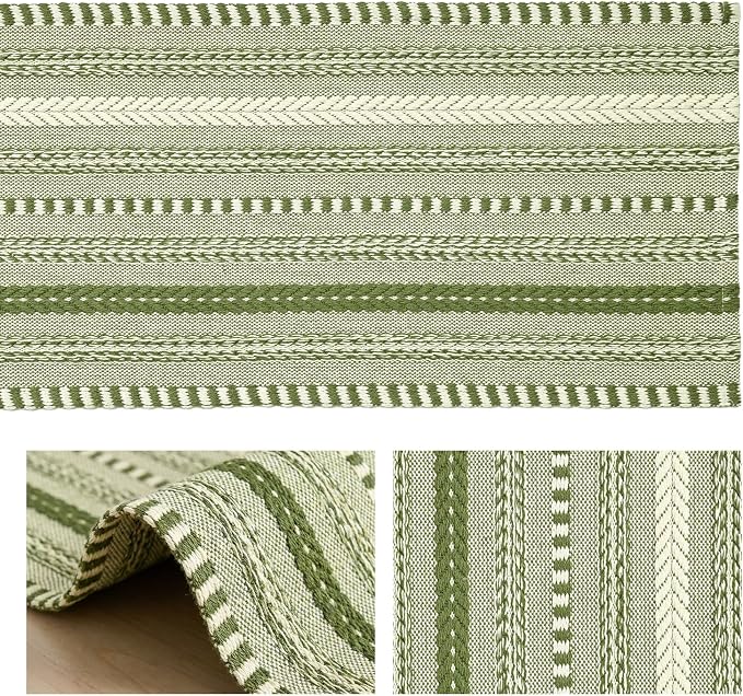 Artoid Mode Army Green Farmhouse Woven Table Runner, Seasonal Holiday Rustic Kitchen Dining Table Decoration for Home Party Decor 12x72 Inch