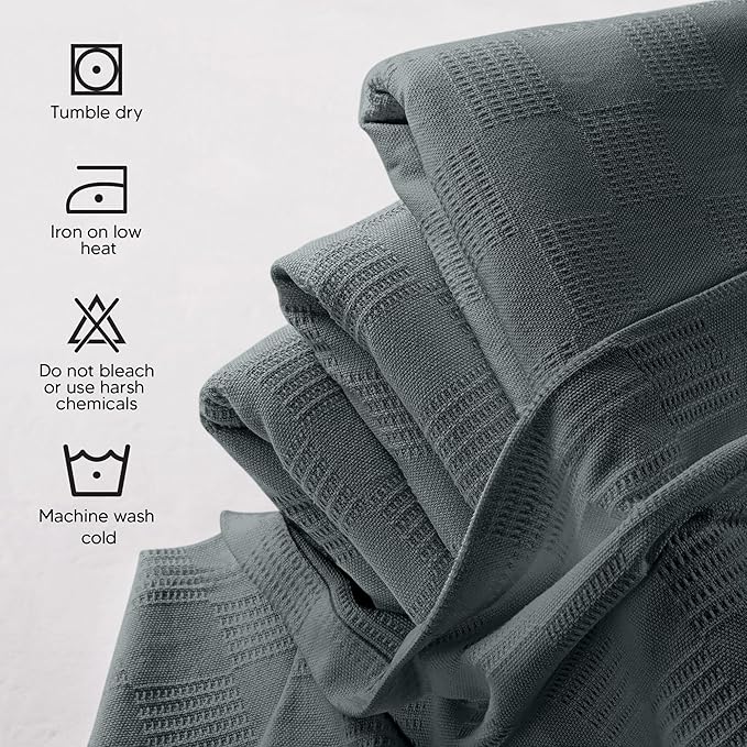 Utopia Bedding 100% Cotton Thermal Blanket Smoke Gray Full Size Soft, Lightweight, Breathable, Cozy Spring and Summer Blankets for Bed, Home Room Decor Gifts for Women and Men (90x84 Inches)