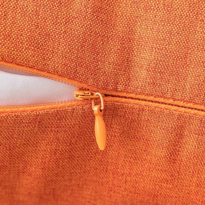 MIULEE Pack of 2 Decorative Outdoor Solid Waterproof Throw Pillow Covers Euro Sham Faux Linen Garden Farmhouse Cushion Cases for Summer Patio Tent Balcony Couch Sofa 22x22 Inch Bright Orange