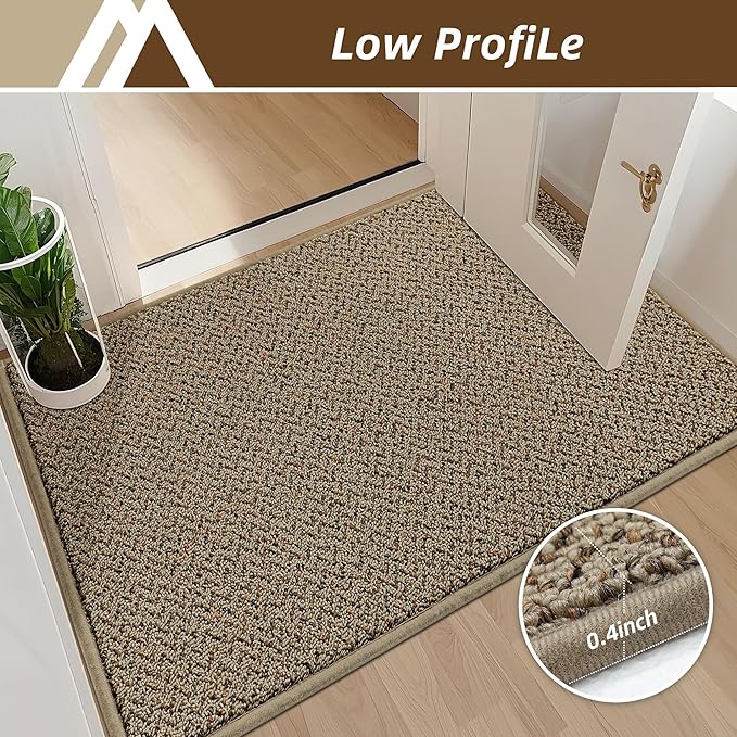 COSY HOMEER Door Mat 20" x 32", Non Slip Absorbent Entryway Rugs, Dirt Trapper Doormats, Washable Entrance Mats, Low Pile Welcome Floor Mat for Front Back Door and Entry Mats,Taupe