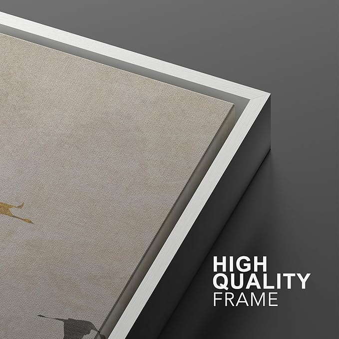 SIGNWIN Framed Canvas Print Wall Art Set Flying Birds Silhouette Minimalist Beige Illustrations Modern Minimal Decorative for Living Room, Bedroom, Office - 24"x36"x2 White