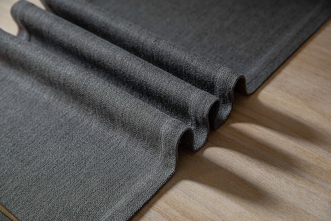 ZeeMart Burlap Style Farmhouse Table Runners 90 Inches Long, Grey Rustic Woven Dining Table Runner for Everyday Use, 14x90 Inches, Graphite Grey