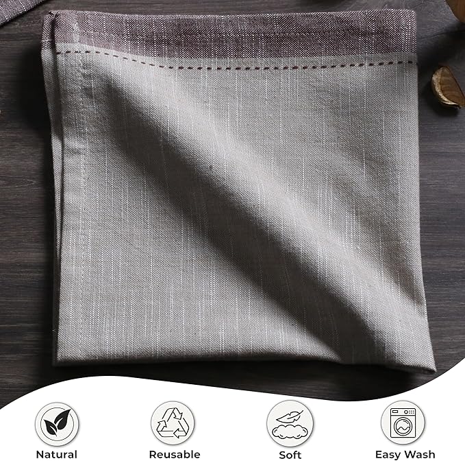 Palisa Cotton Cloth Dinner Napkins Set of 4 Contrast Boarder Napkin for Dinning Table Linen Decor Everyday Party Use Wedding Reception Farmhouse 18x18 Inch – Beige