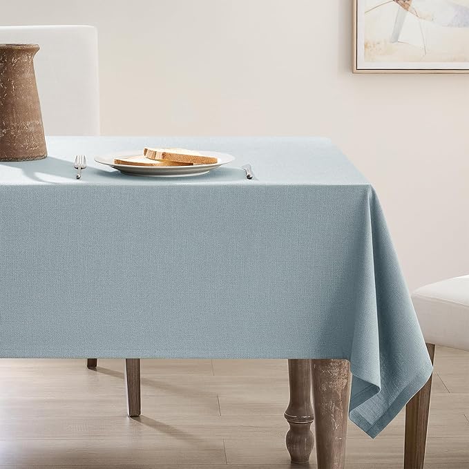 Dusty Blue Rectangle Tablecloth 55 x 72 Inch Small Linen Table Cloth Wrinkle Resistant Washable Fabric Cloth Tablecloth for Buffet 4 Ft Table Holiday Party Dinner Wedding