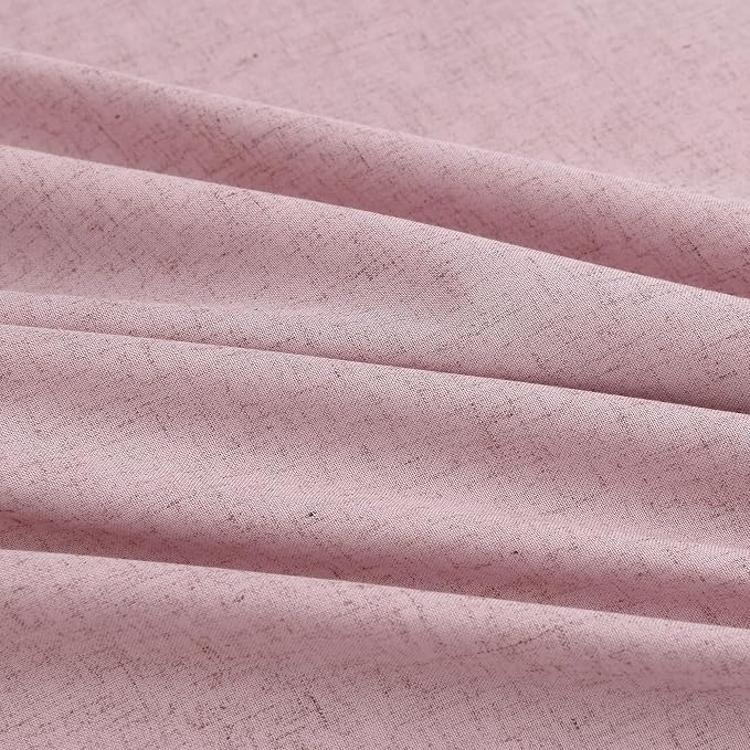 Pink Pinch Pleated Long Linen Curtains 120 Inch 2 Panels for Living Room Bedroom Sliding Glass Door Curtain Privacy Light Filtering Windows Treatment Farmhouse Neutral Rustic Decorations 40x120