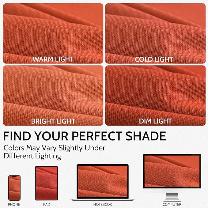 Bright Orange Linen Curtains 72 Inch Long for Living Room Bedroom Lightweight Door Drapes 2 Panels Set, Semi Sheer Light Filtering Back Tab or Rod Pocket Curtain,52x72