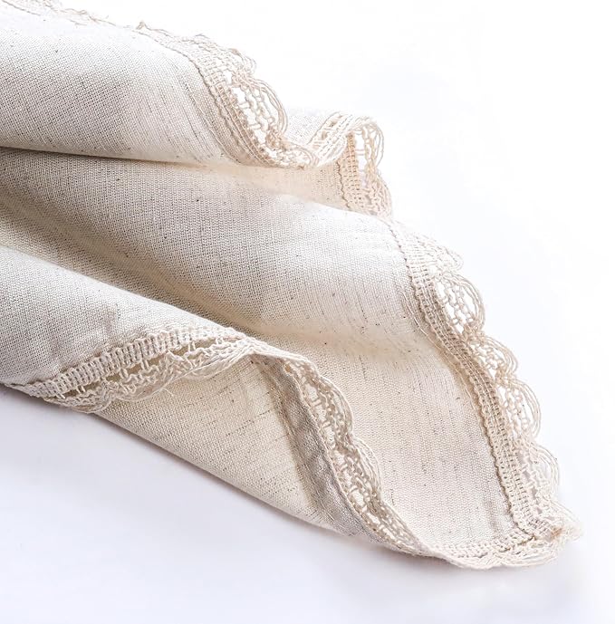 Flax Lace Cloth Dinner Napkins Set of 12 Natural - 20x20 Inches, Spring Basket Décor Premium Cotton Linen Dinning Table Napkin for Mother's Day, Wedding, Birthday | Soft Banquet Event Napkin