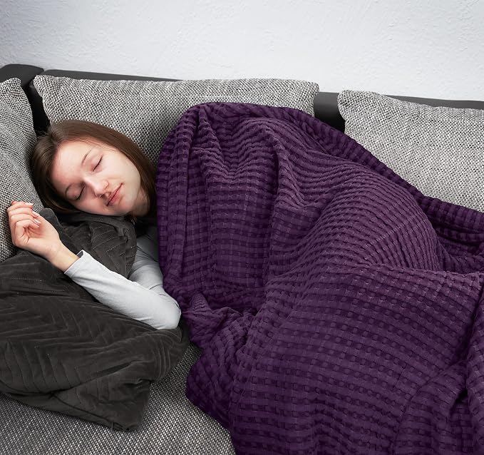 Utopia Bedding 100% Cotton Waffle Weave Blanket Twin Size for Couch Sofa Bed - Lightweight, Breathable Summer Blankets Soft and Cozy, Gifts for Women Home Room Decor (Plum, 90x72 Inch)