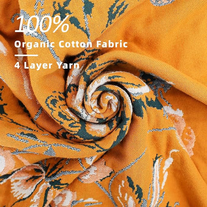 VANJOROY Boho Large Throw Blanket, 100% Organic Cotton Breathable Soft Bed Throw - Floral Bird Farmhouse Decor Blanket for Sofa Couch Chair Quilt and Gift. (Flower-Art, 80" x 90")