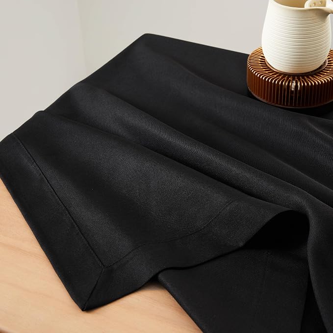 ZeeMart Basic Linen Textured Table Cloth, 60 x 84 Inch Black, Farmhouse Style Black Rectangle Tablecloth, Wrinkle Resistant Washable Heavy Weight TableCloths