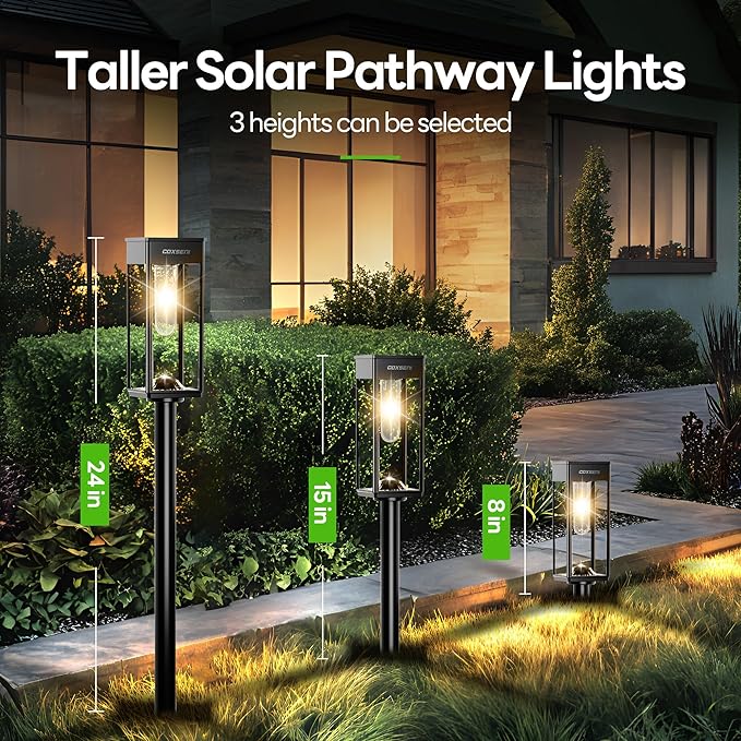 COXSENI Solar Pathway Lights Outdoor IP65 Waterproof, 6 Pack 3000K LED Auto On/Off Walkway Landscape Light for Yard Lawn Garden Patio Driveway Outside Decor, Warm White