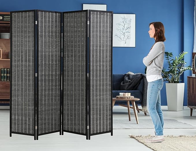 4 Panel Bamboo Room Divider 6 Ft Tall 6 Ft Wide Room Dividers and Folding Privacy Screens Privacy Wall Divider Folding Room Partitions and Dividers, Portable and Lightweight Separadores De Cuartos