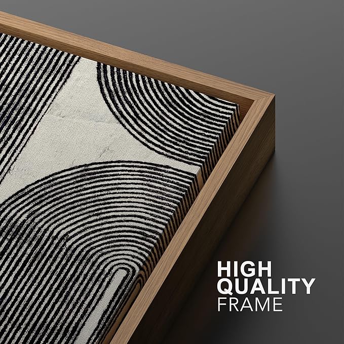 SIGNWIN Framed Wall Art Print Set Black and White Geometric Line Abstract Photography Modern Art Rustic Relax/Calm Multicolor for Living Room, Bedroom, Office - 24"x36"x2 NATURAL