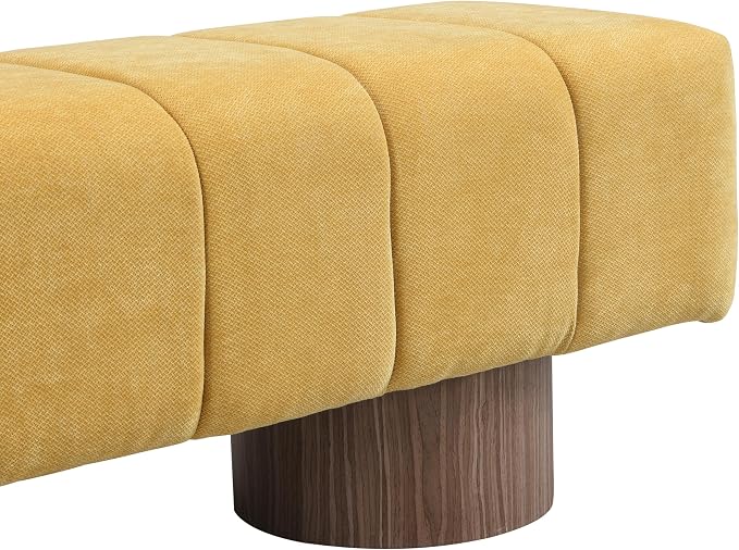 Christopher Knight Home Manila 50" Chenille Fabric Dining Bench for 2 People, Upholstery Ottoman Bench, End of Bed Footstool, Living Room Sofa Extra Seat/Footrest, No Assembly Needed, Mustard Yellow