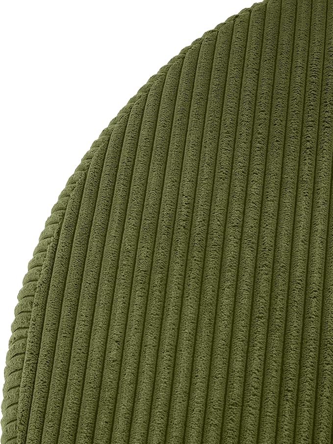 Christopher Knight Home GAVI Corduroy Ottoman Foot Stool, 30" Pouf Footstool Ottoman Seat, Upholstered Foot Chair, Round Footrest, Modern Side Table for Living Room Bedroom Home Decor, Olive Green