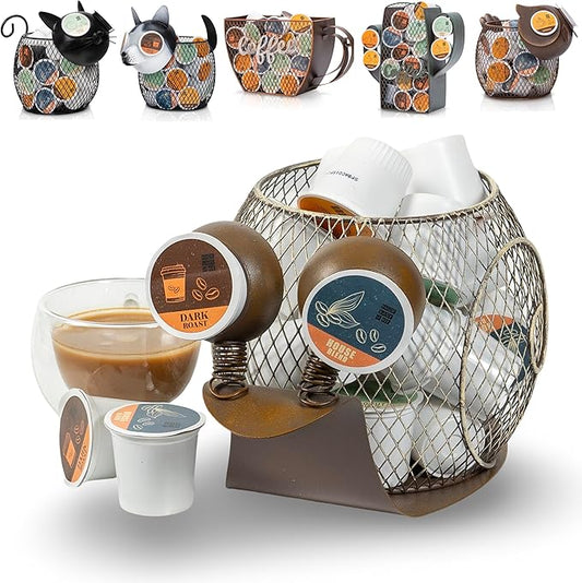 Made Easy Kit Coffee Pod Basket Organizer Practical Decoration - Compatible with Keurig K-Cup Pods & Capsules - Home Cafe Bar Decor Useful Kitchen Countertop Freestanding (Snail)