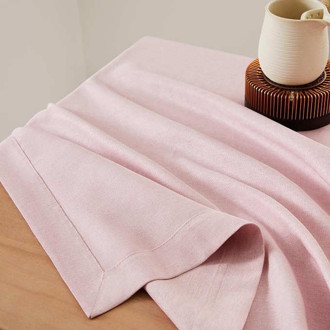 ZeeMart Basic Linen Textured Table Cloth, 60 x 60 Inch Pink, Farmhouse Style Pink Square Tablecloth, Wrinkle Resistant Washable Heavy Weight TableCloths