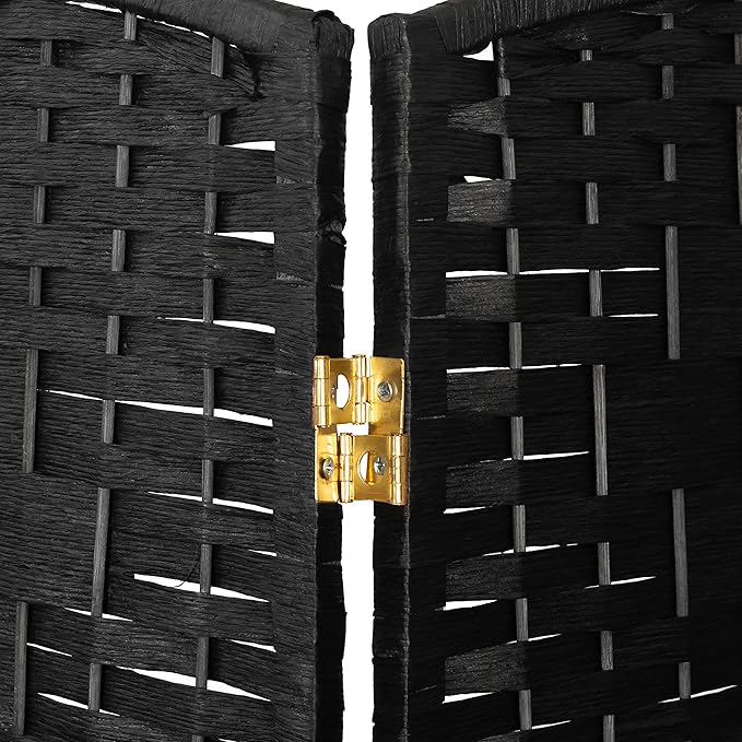 Red Lantern 4 ft. Short Diamond Weave Fiber Folding Screen - Black - 8 Panel