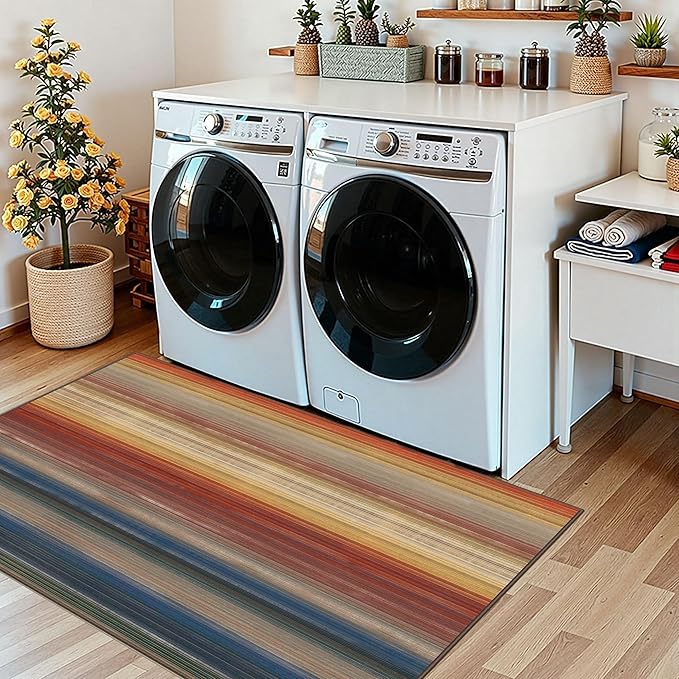 Modern Outdoor Rug - 28" x 43" Front Door Mat Indoor Outside Entrance Non-Slip Washable Outdoor Mat Rust Ombre Entry Rug for Entryway Kitchen Bedroom Layered Doormat for Front Porch Decor