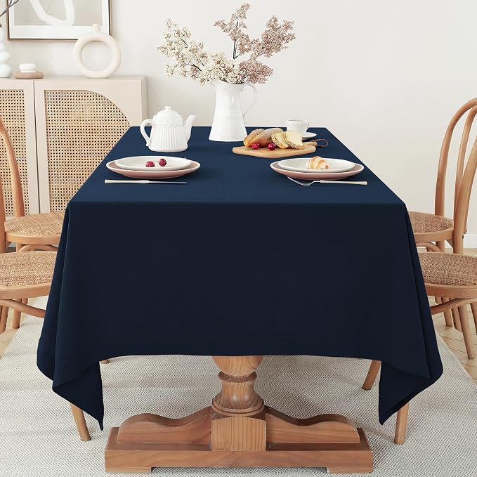 100% Pure French Linen Tablecloths 55x55inch Durable Stonewashed Square Table Clothes for Dining Kitchen and Parties (SQ-Navy, Square - 55 x 55 Inch)