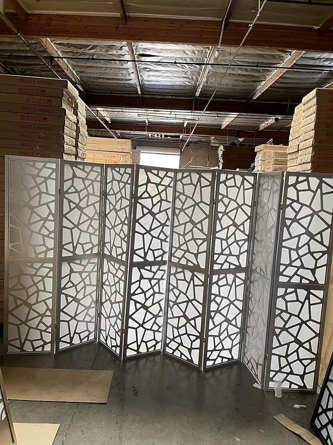 Mosaic Breeze Room Divider, 3-8 Panel (Silver, 8 Panel)