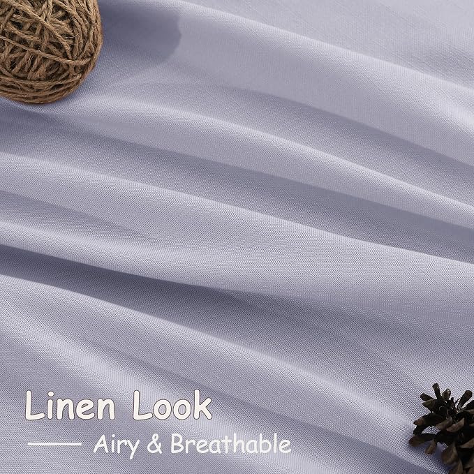 Nanspring Lavender Purple Linen Curtains 102 Inches Long for Living Room Boho Decor Light Filtering Semi Sheer Curtain Back Tab and Rod Pocket Modern Luxury Drapes for Bedroom Office 52x102, 2 Panels