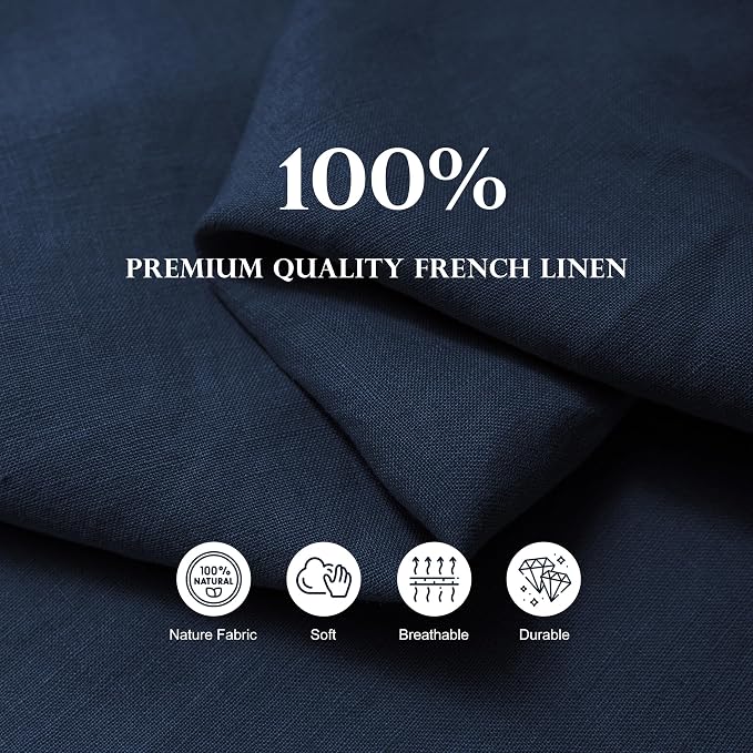 100% Pure French Linen Tablecloths 55x55inch Durable Stonewashed Square Table Clothes for Dining Kitchen and Parties (SQ-Navy, Square - 55 x 55 Inch)
