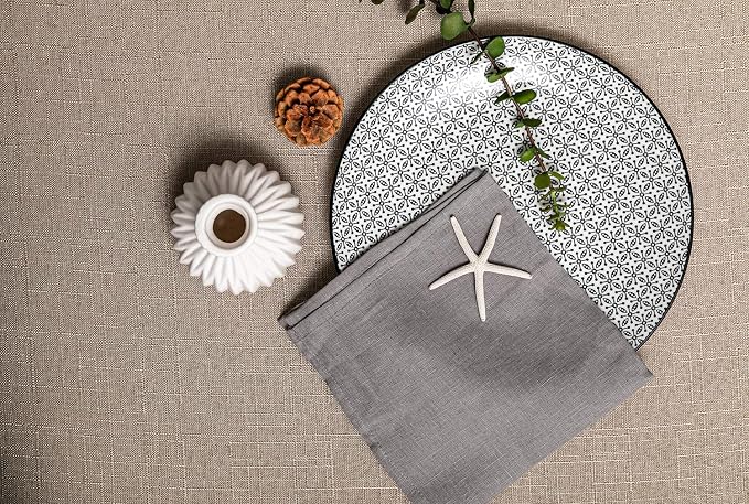 100% Pure Linen Dinner Cloth Napkins 15 x 15 Inch Taupe Grey - Set of 6 Pack European Flax Natural Fabric Washable for Home and Kitchen