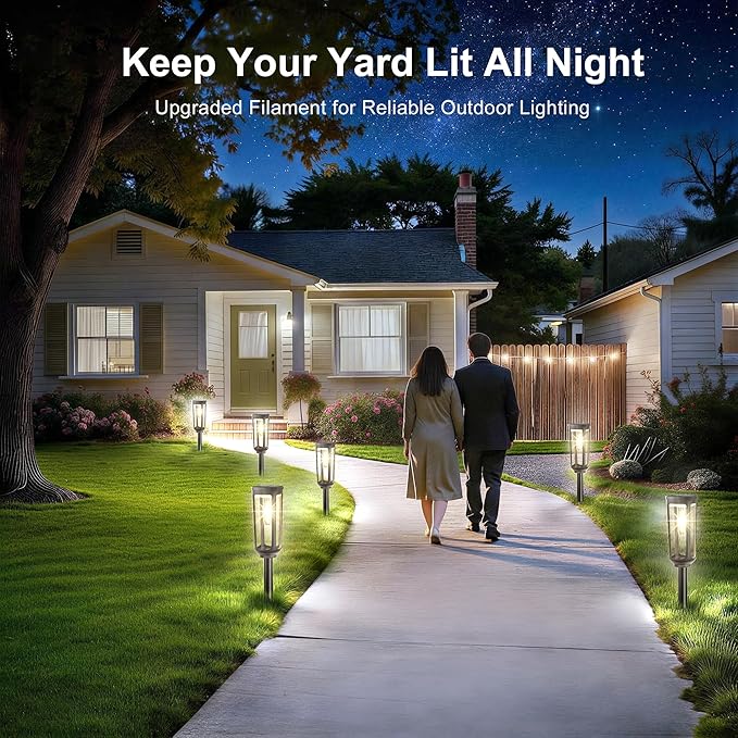 Solar Pathway Lights Outdoor Waterproof IP65, 12 Pack Cool White Solar Walkway Lights, Auto On/Off Outdoor Light for Lawn Garden Patio Driveway Decor Landscape Lighting