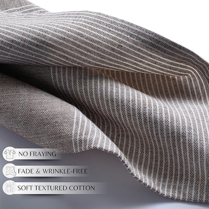 Palisa 100% Cotton Cloth Dinner Napkins [Pack of 4, Nut Brown] Striped Pattern Reusable Table Linen Napkins for Home & Kitchen | Parties & Farmhouse Dining Décor 18x18 Inch