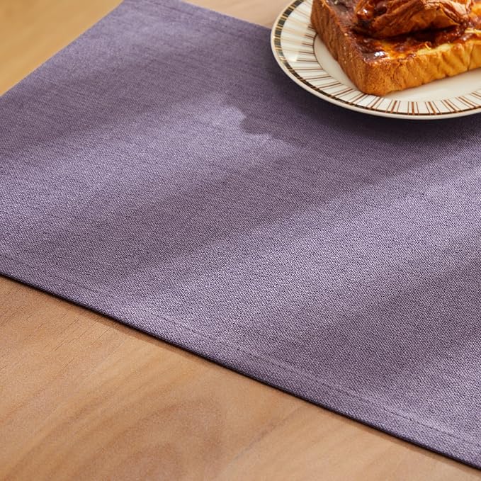 ZeeMart Rustic Cotton Linen Table Runner, 13x108 Inches Purple, Farmhouse Style Purple Table Runners 108 Inches Long, Washable Kitchen Dining Table Decoration for Home Party Decor