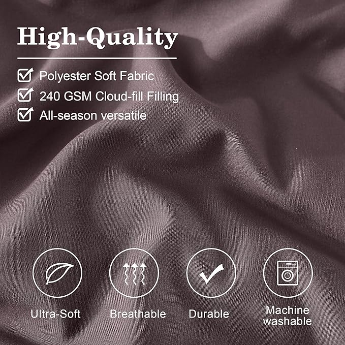 Monbix Queen Comforter Set - 7 Pieces ltalian Plum Bed in a Bag Queen Bedding Sets with Comforters, All Seasons Comforter Bed Set with Sheets, Pillowcases & Shams