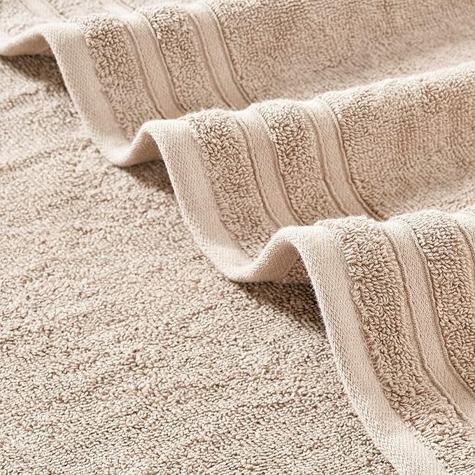 Modern Threads 6 Piece Cotton Bath Towel Set – Ultra Soft 550 GSM Towels – Bathroom Set with Hand Towels and Washcloths – Diamond Border (Blush)