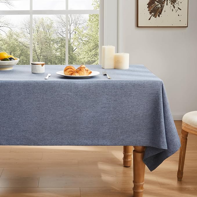 ZeeMart Basic Linen Textured Table Cloth, 52 x 52 Inch Navy Blue, Farmhouse Style Dark Blue Square Tablecloth, Wrinkle Resistant Washable Heavy Weight TableCloths
